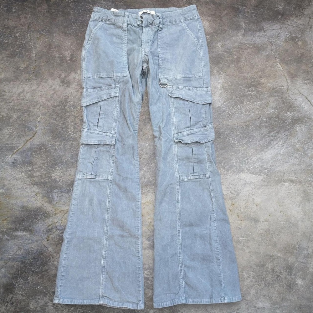 Pacsun Low Rise Raver Flared Blue Corduroy Cargo Pants Women's Size 29x31.5 Goth